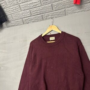 LLBean Mens Burgundy Crew Neck Long Sleeve Knit Sweater Casual Everyday Size L
